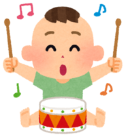 Baby playing with musical instruments (drums)