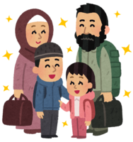 笑顔の難民の家族