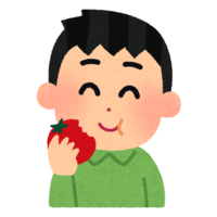 A person who bites a tomato