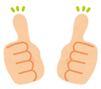 Massage mark of both hands with thumbs up