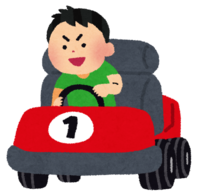 Boy riding a go-kart (amusement park)