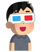 Person wearing red-blue 3D glasses