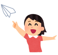 Girl flying a paper plane