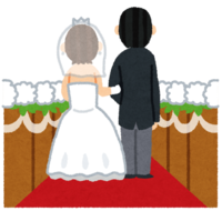 バージンロードを歩く花嫁と父親(結婚式)