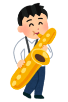 Male student playing baritone saxophone (brass band)