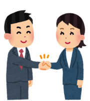 Businessmen shaking hands (male and female)