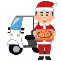 Delivery of pizza dressed as Santa