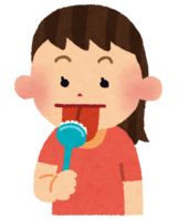 Woman using a tongue brush