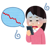 Woman looking at the chart on a smartphone (fall)