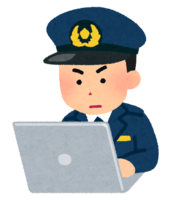 Police officer using a personal computer