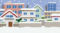 Residential area where it snows (background material)