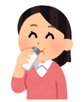 A person who drinks in a small water bottle (female)