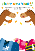 New Year's card template with photo frame (horse and person)