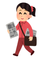 Newspaper delivery (walking-female)