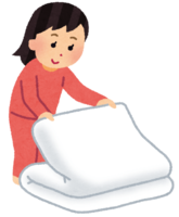 Person folding the futon (female)