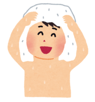 Men after taking a bath