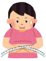 ウエストを測っている女性(ダイエット)