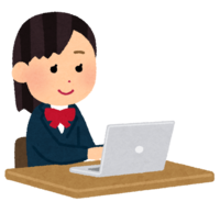 Student (girl) using a personal computer