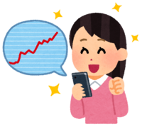 Woman viewing the chart on a smartphone (rising)