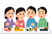 People who gather and eat lunch