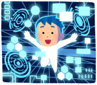 Person (male) who jumped into cyberspace