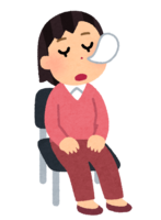 A person who sits in a chair and sleeps (female)