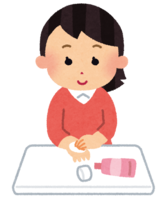 Woman applying hand cream