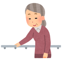 Grandmother caught on the railing (nursing care)