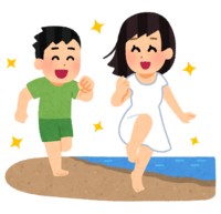 Couple chasing after on the beach