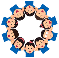 Athletes (female) forming a circle