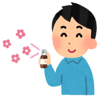 Men using aroma spray