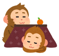 Monkey relaxing with a kotatsu (Monkey year-Zodiac)