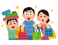 Family shopping a lot (Asian)