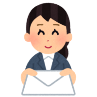 Office worker (female) handing a letter