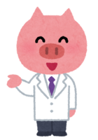 Animal character in a white coat