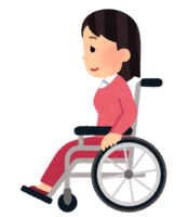 Wheelchair rider (female) seen from the side