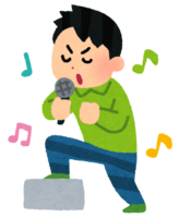 Male singing enthusiastically (Karaoke)