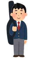 Person carrying a guitar (male student)