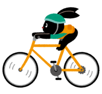 Pyoko riding a bicycle