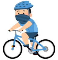 A person cycling with a mask (male)