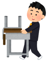 机を運ぶ学生(制服の男子)