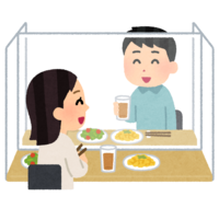 隔着丙烯板吃饭的人们