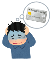 A man suffering from debt (card)