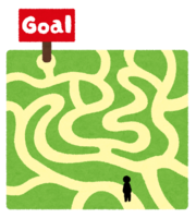 入り組んだ迷路を歩く人