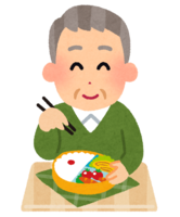 Grandfather eating lunch