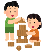 玩木头玩具的孩子