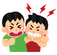 Child (boy) chewing in a fight