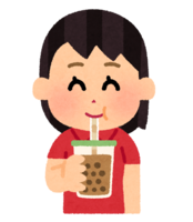 喝木薯奶茶的人(女性)