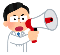 拡声器で話す人(真剣-男性医師)