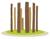 Circular wooden pillar row